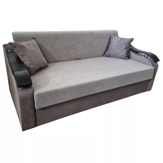 Canapea dreaptă Art Lux N2 (0.83x1.25) cotiere val din lemn, Gri