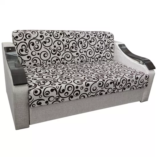 Canapea dreaptă Art Lux N2 (0.83x1.25) cotiere val din lemn, Gri/Print