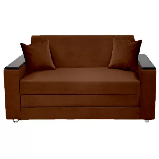 Canapea dreaptă CAM G3 (160) cotiere din lemn, drepte, Tenerife 57 Cafeniu