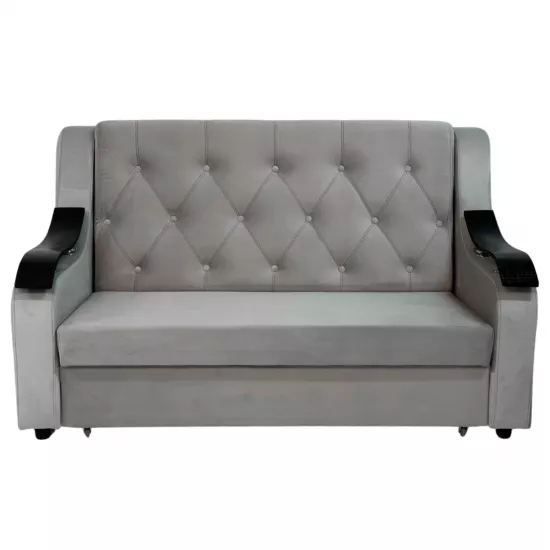 Диван прямой CAM N7+ (170x100) подлокотники деревянные волна, Tenerife 54 Серый