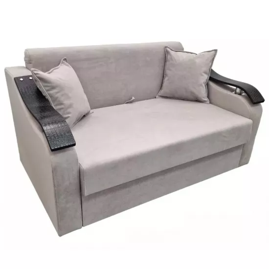 Canapea dreaptă Art Lux N2 (0.83x1.25) cotiere val din lemn, Gri