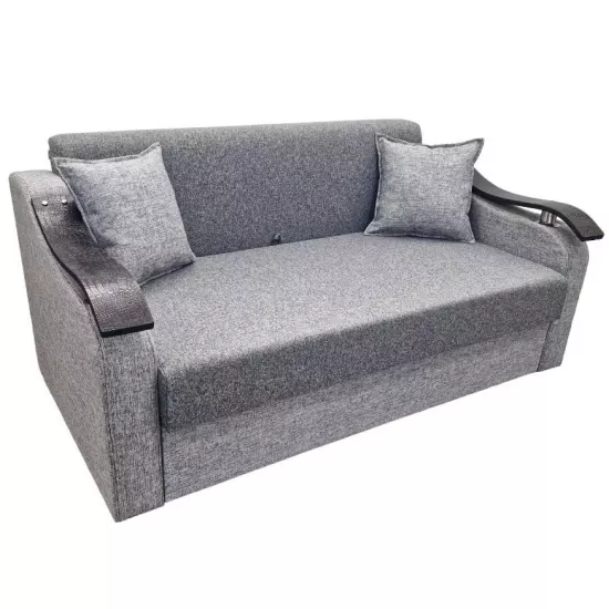 Canapea dreaptă Art Lux N2 (0.83x1.25) cotiere val din lemn, Gri