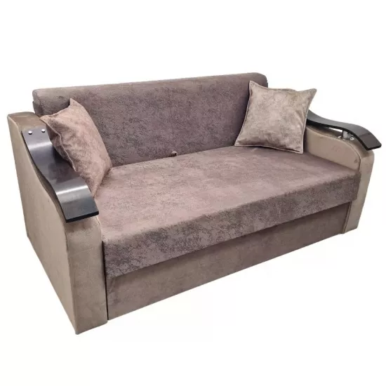 Canapea dreaptă Art Lux N2 (0.83x1.25) cotiere val din lemn, Maro