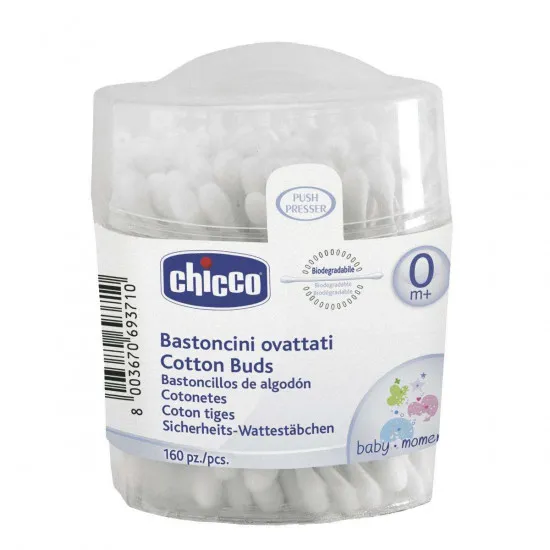 Bețișoare cu vată Chicco, 160 buc.