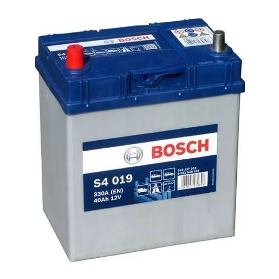 Аккумулятор Bosch 40AH 330A(JIS) клемы 1 (187x127x227) S4 019 тонкая клема 0092S40190