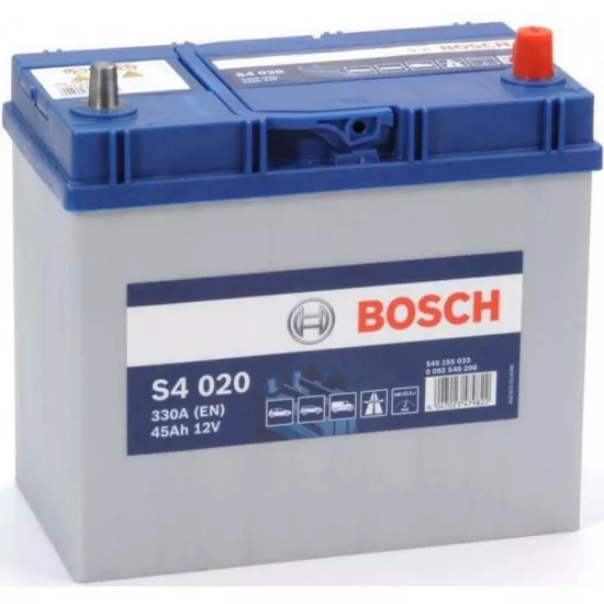 Acumulator auto Bosch 45AH 330A(JIS) клемы 0 (238x129x227) S4 020 тонкая клема 0092S40200