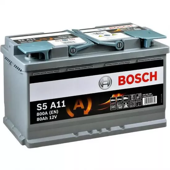 Аккумулятор Bosch 80AH 800A(EN) клемы 0 (315x175x190) S5A110 AGM 0092S5A110
