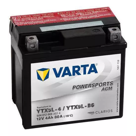 Аккумулятор Varta 12V 4AH 80A(EN) клемы 0 (114x71x106) YTX5L-BS (YTX5L-4) 504012008I314
