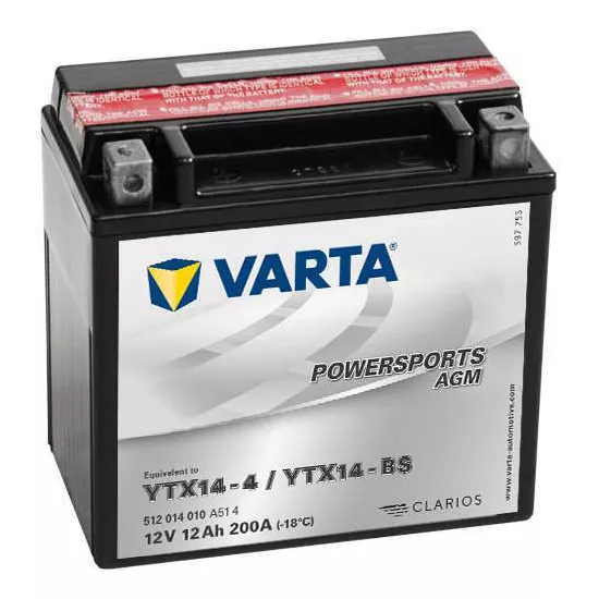 Acumulator auto Varta 12AH 200A(EN) клемы 1 (152x88x147) M6 018 AGM YTX14-BS 512014020I314