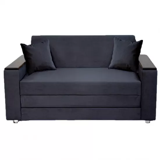 Canapea dreaptă CAM G3 (140) cotiere din lemn, drepte, Tenerife 53 Gri-albastru