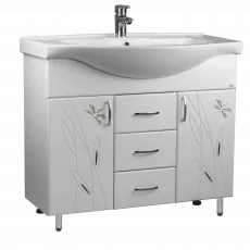 Dulap cu lavoar Mashtab Stuff (Basic) 100 cm cu 3 sertare, White Dulap cu lavoar Mashtab Stuff (Basic) 100 cm cu 3 sertare, White
