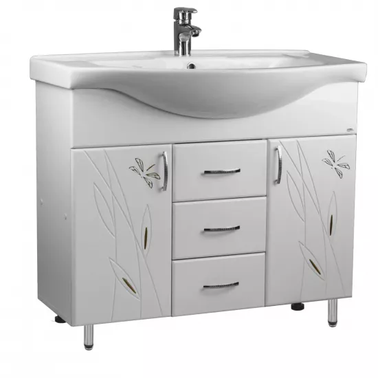 Dulap cu lavoar Mashtab Stuff (Basic) 100 cm cu 3 sertare, White