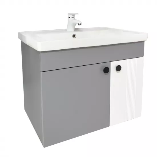 Dulap cu lavoar Mashtab Lerida (Sava) 70 cm, Gray/White
