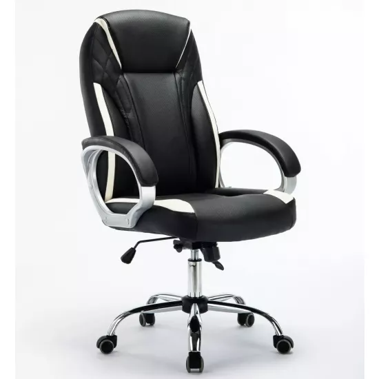 Fotoliu de birou Magnus MC 034, Black/Beige lines