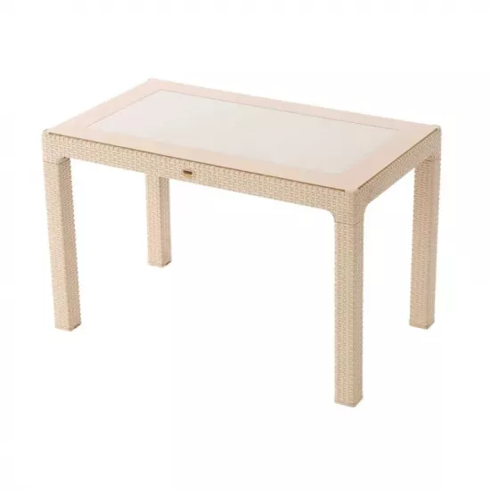 Masă de grădină Magnus Rattan (70х120) cu sticla, Cappuccino