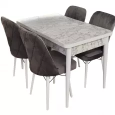 Set de mobilă Magnus MDF Masa Karegold Carara + 4 scaune Eco velour gri Set de mobilă Magnus MDF Masa Karegold Carara + 4 scaune Eco velour gri