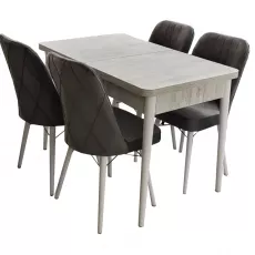 Set de mobilă Magnus MDF Masa Karegold Crystal + 4 scaune Eco velour gri Set de mobilă Magnus MDF Masa Karegold Crystal + 4 scaune Eco velour gri