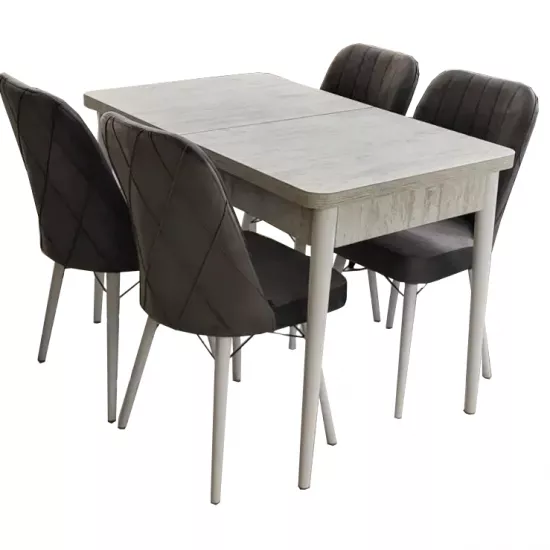 Set de mobilă Magnus MDF Masa Karegold Crystal + 4 scaune Eco velour gri