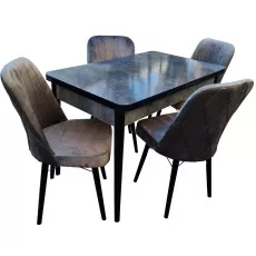 Set de mobilă Magnus MDF Masa Karegold Antrasit + 4 scaune Eco velour gri Set de mobilă Magnus MDF Masa Karegold Antrasit + 4 scaune Eco velour gri