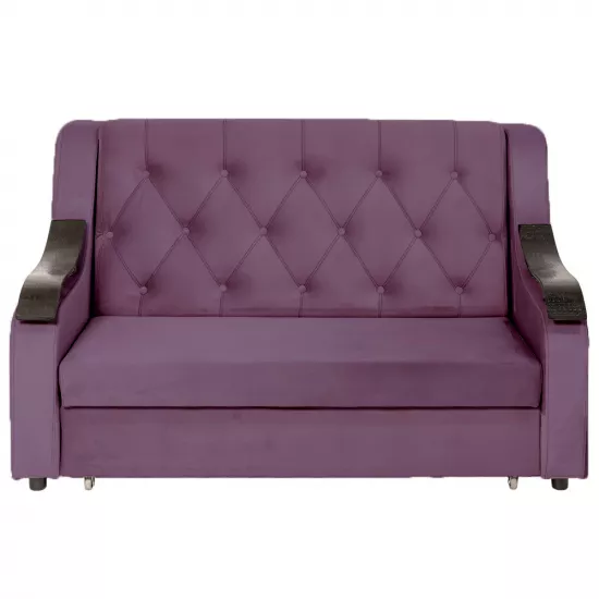 Диван прямой CAM N7+ (170x100) подлокотники деревянные волна, Tenerife 41 Фиолетовый