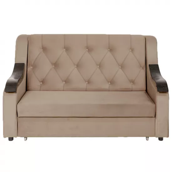 Диван прямой CAM N7+ (170x100) подлокотники деревянные волна, Tenerife 10 Бежевый