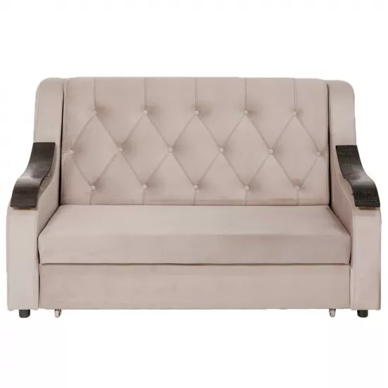 Canapea dreaptă CAM N7+ (170x100) cotiere val din lemn, Tenerife 6 Bej