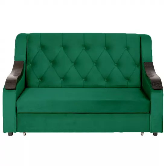 Canapea dreaptă CAM N7+ (190x100) cotiere val din lemn, Tenerife 64 Verde