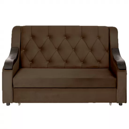 Canapea dreaptă CAM N7+ (190x100) cotiere val din lemn, Tenerife 11 Cafeniu