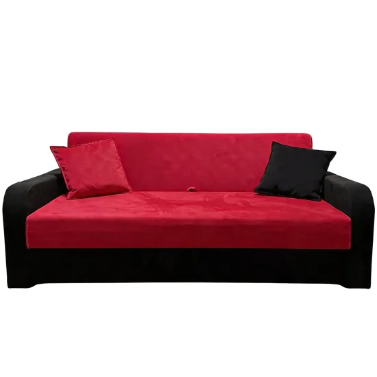 Диван прямой Art Lux N1 (0.83x1.85) подлокотники закругленные, Tenerife 34 Красный/Tenerife 84 Черный