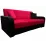 Диван прямой Art Lux N1 (0.83x1.85) подлокотники закругленные, Tenerife 34 Красный/Tenerife 84 Черный