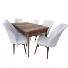 Set de mobilă Magnus Kum II masa barok+6 scaune Sandalye velour crem Set de mobilă Magnus Kum II masa barok+6 scaune Sandalye velour crem