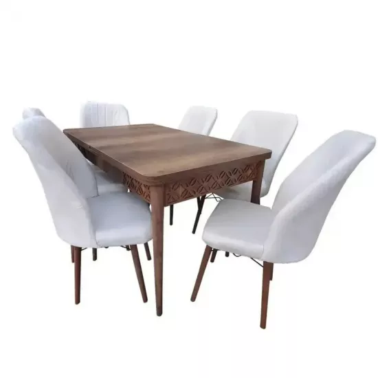 Set de mobilă Magnus Kum II masa barok+6 scaune Sandalye velour crem