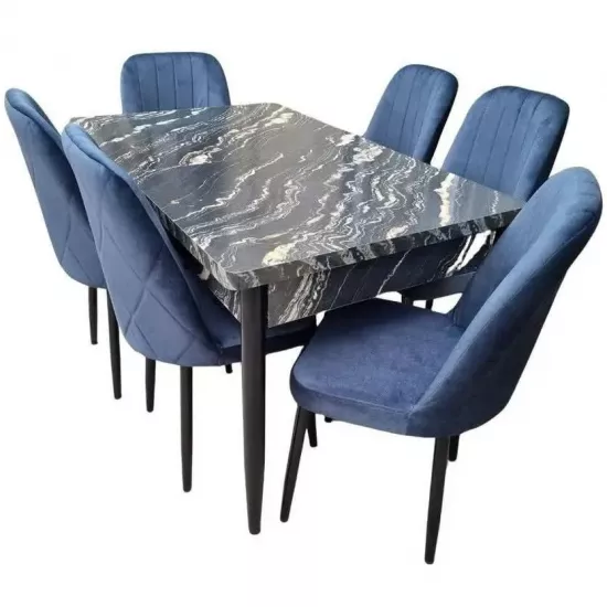 Set de mobilă Magnus Modern masa 0.8x1.3/1,7 luanda cu 6 scaune gri babyface V18