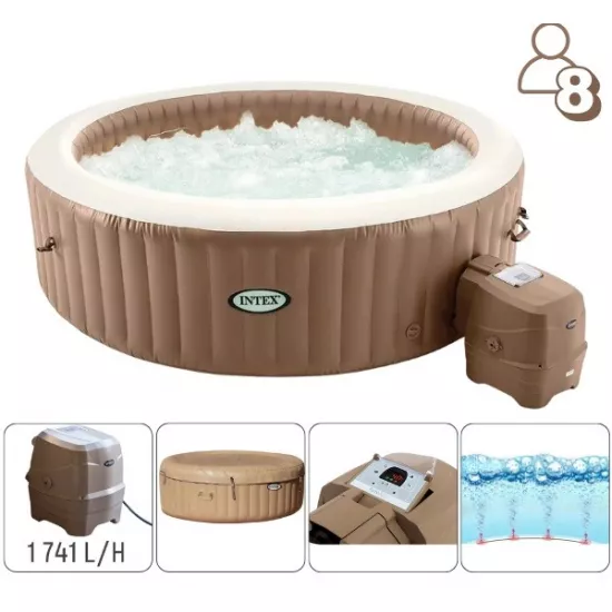 Джакузи надувной Intex Sahara Tan Round Bubble Spa 28412 (1339 л/236x236x71 см)