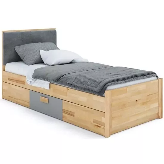 Деревянная кровать Klen Rainbow, 90 x 200 см без ящика, Dark grey