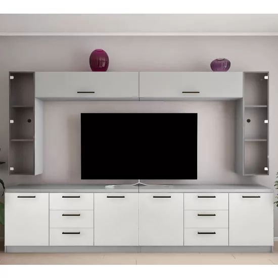 Living Bafimob Y-10, 3 sertare (300 cm), Gri/Gri deschis