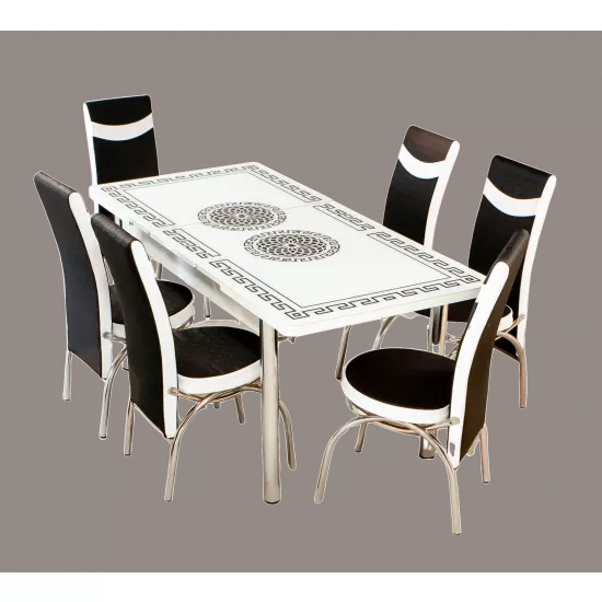 Set masa extensibila cu 6 scaune Kelebek ES-02, 80x130/170x75