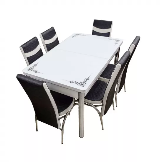 Set masa extensibila cu 6 scaune Kelebek ES-05, 80x130/170x75