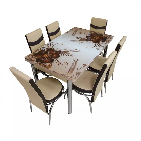Set masa extensibila cu 6 scaune Kelebek ES-06, 80x130/170x75