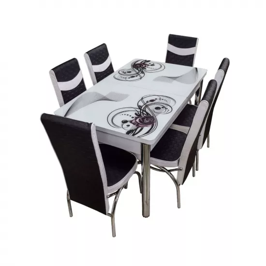Set masa extensibila cu 6 scaune Kelebek ES-08, 80x130/170x75