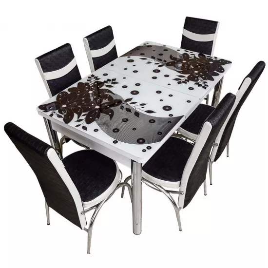 Набор раздвижной стол с 6 стульями Kelebek ES-09, 80x130/170x75