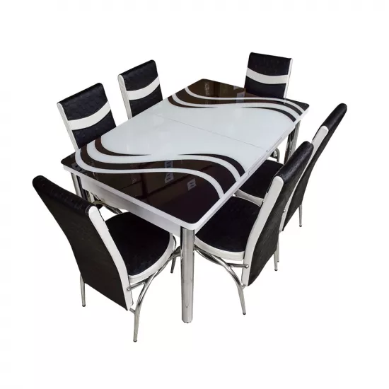 Set masa extensibila cu 6 scaune Kelebek ES-10, 80x130/170x75
