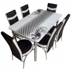 Set masa extensibila cu 6 scaune Kelebek ES-12, 80x130/170x75