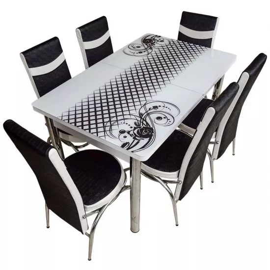Set masa extensibila cu 6 scaune Kelebek ES-12, 80x130/170x75