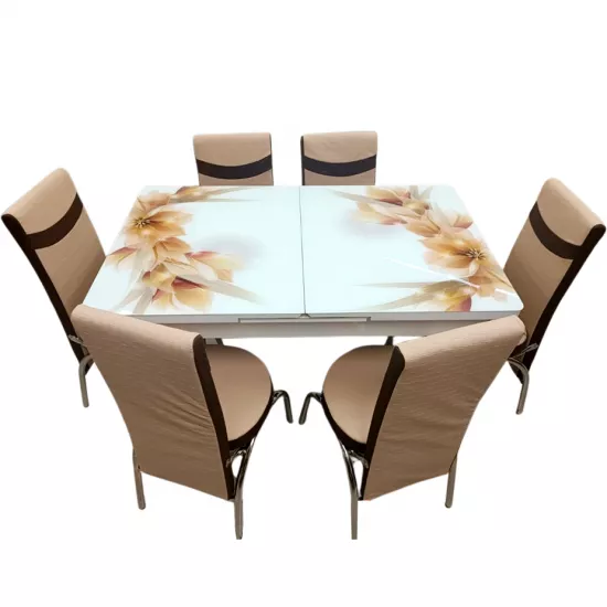 Set masa extensibila cu 6 scaune Kelebek ES-16, 80x130/170x75