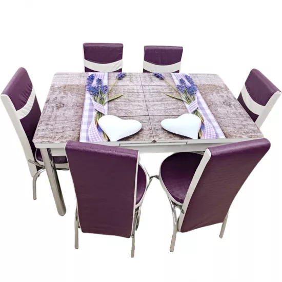 Set masa extensibila cu 6 scaune Kelebek ES-17, 80x130/170x75