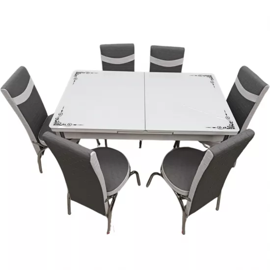 Set masa extensibila cu 6 scaune Kelebek ES-18, 80x130/170x75