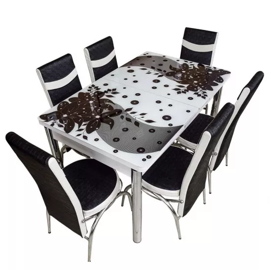 Set masa extensibila cu 6 scaune Kelebek ES-19, 80x130/170x75