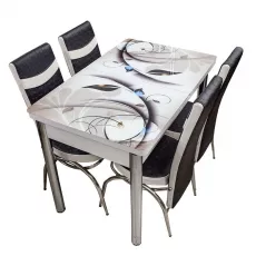 Set masa extensibila cu 4 scaune Kelebek ES-21, 70x110/140x75 Set masa extensibila cu 4 scaune Kelebek ES-21, 70x110/140x75