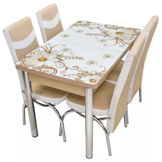 Set masa extensibila cu 4 scaune Kelebek ES-22, 70x110/140x75
